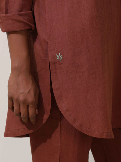 trueBrowns Brown Cotton Kurta Co-Ord Set