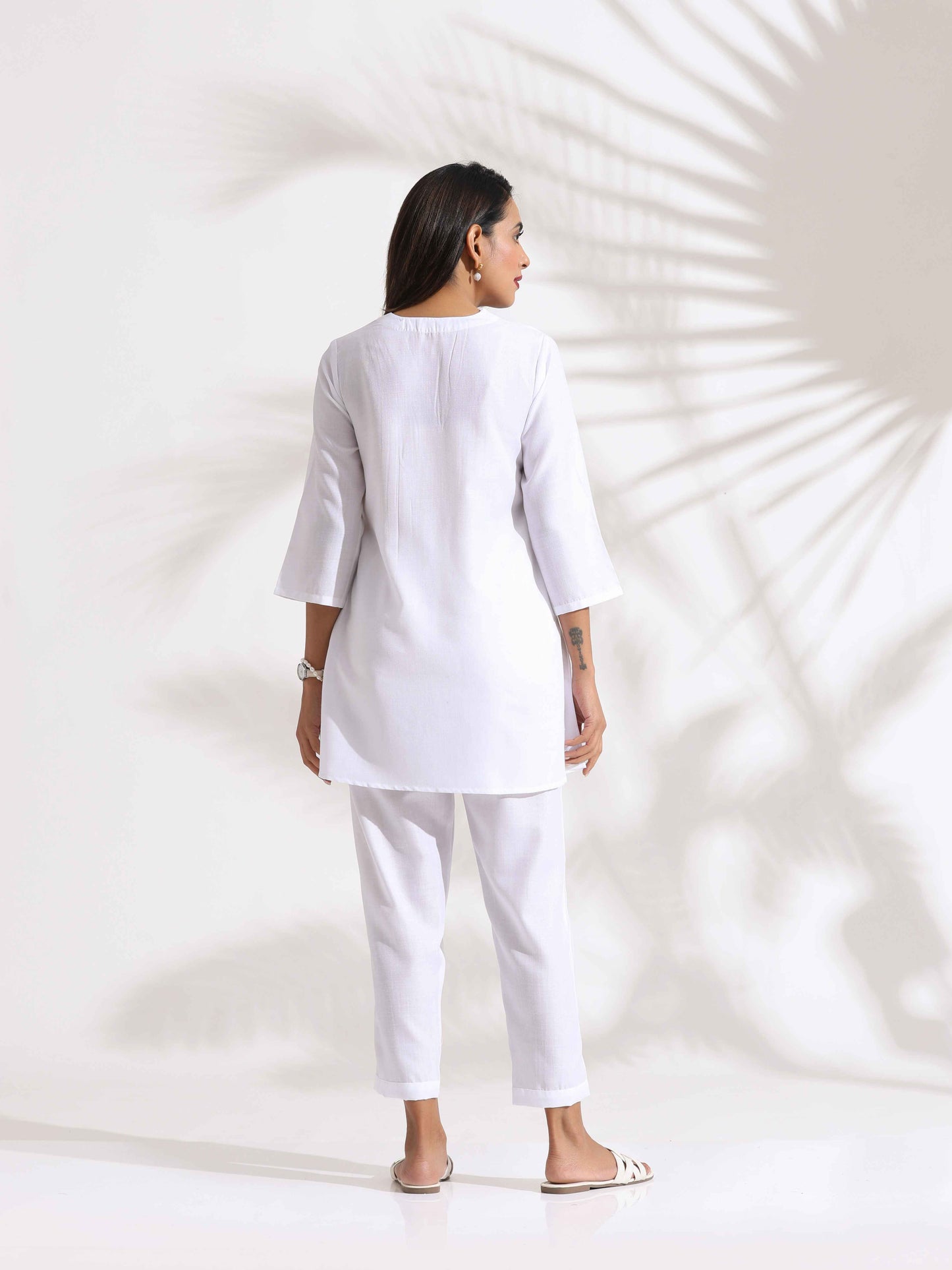 trueBrowns White Slub Co-ord Set