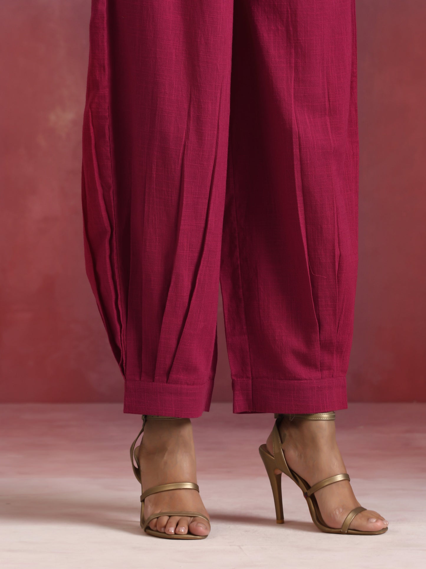 trueBrowns Magenta Cotton Kurta Co-ord set