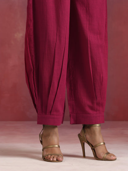 trueBrowns Magenta Cotton Kurta Co-ord set