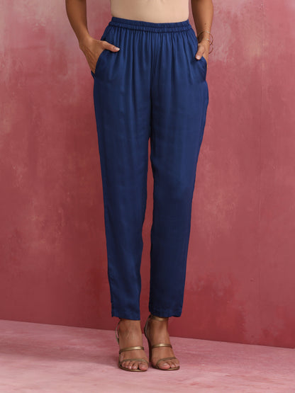 trueBrowns Blue Modal High Low Kurta Co-ord Set