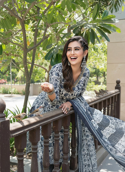 Fashionista Navy Kurta 3PCS Set with Dupatta LP- 48Hr Delivery