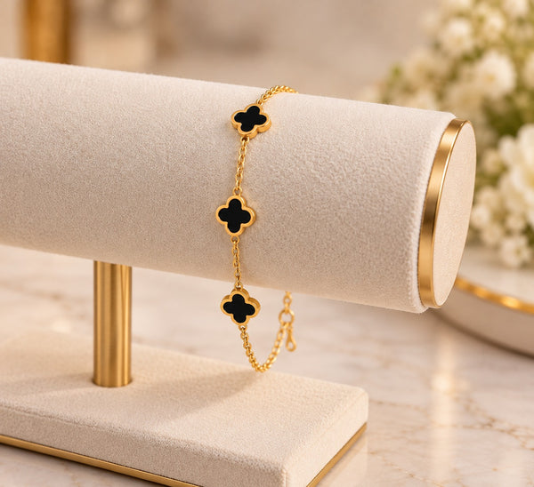 Black Clover Design Gold-Toned Bracelet LP- 48Hr Delivery
