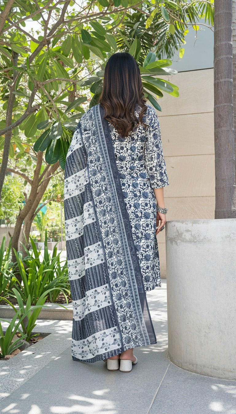 Fashionista Navy Kurta 3PCS Set with Dupatta LP- 48Hr Delivery