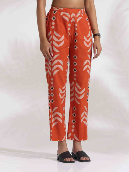 trueBrowns Orange Cotton Solid Shirt Kurta Co-ord Set