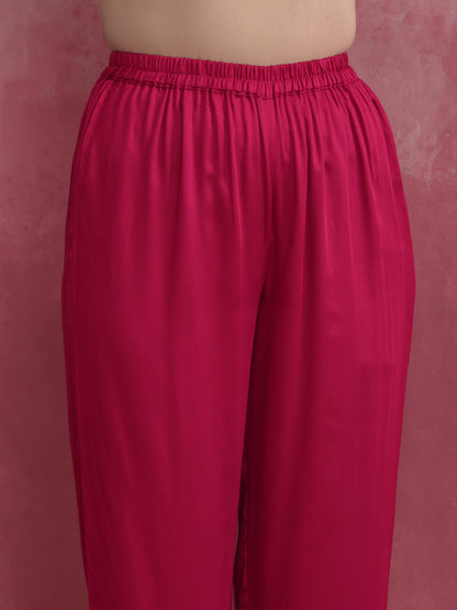trueBrowns Magenta Highlow Modal Kurta Set