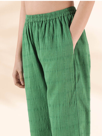 trueBrowns Green Cotton Dobby Oversized Co-ord Set