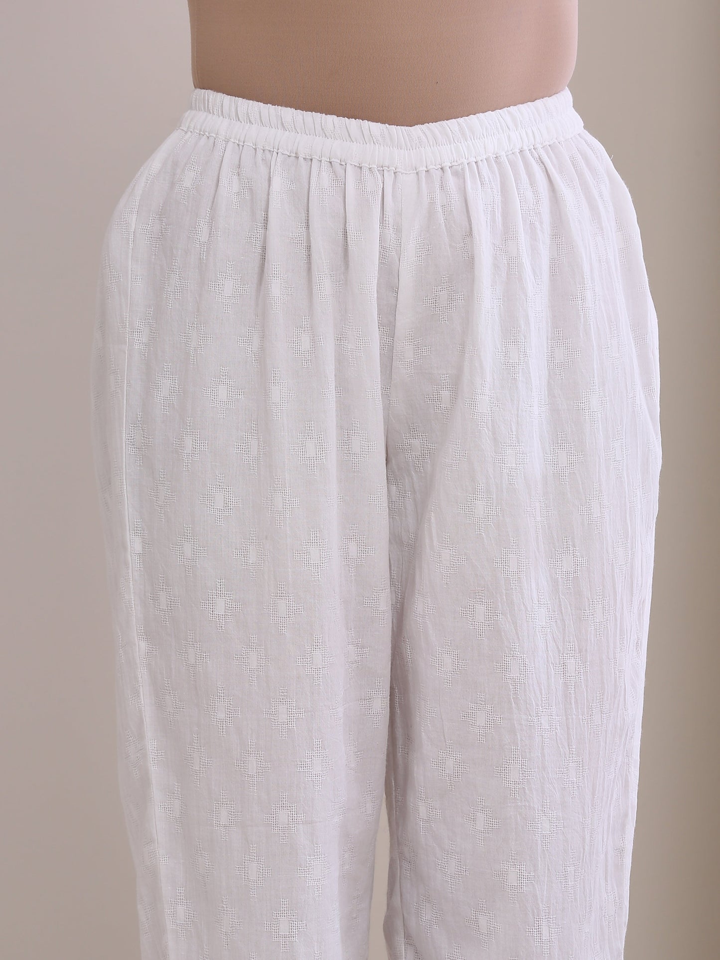 White Dobby Front Placket Co-Ord Set