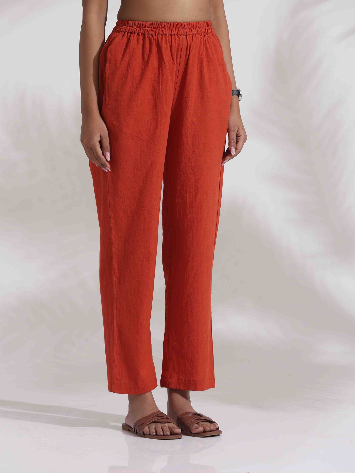 trueBrowns Orange Cotton Print  Co-ord Set