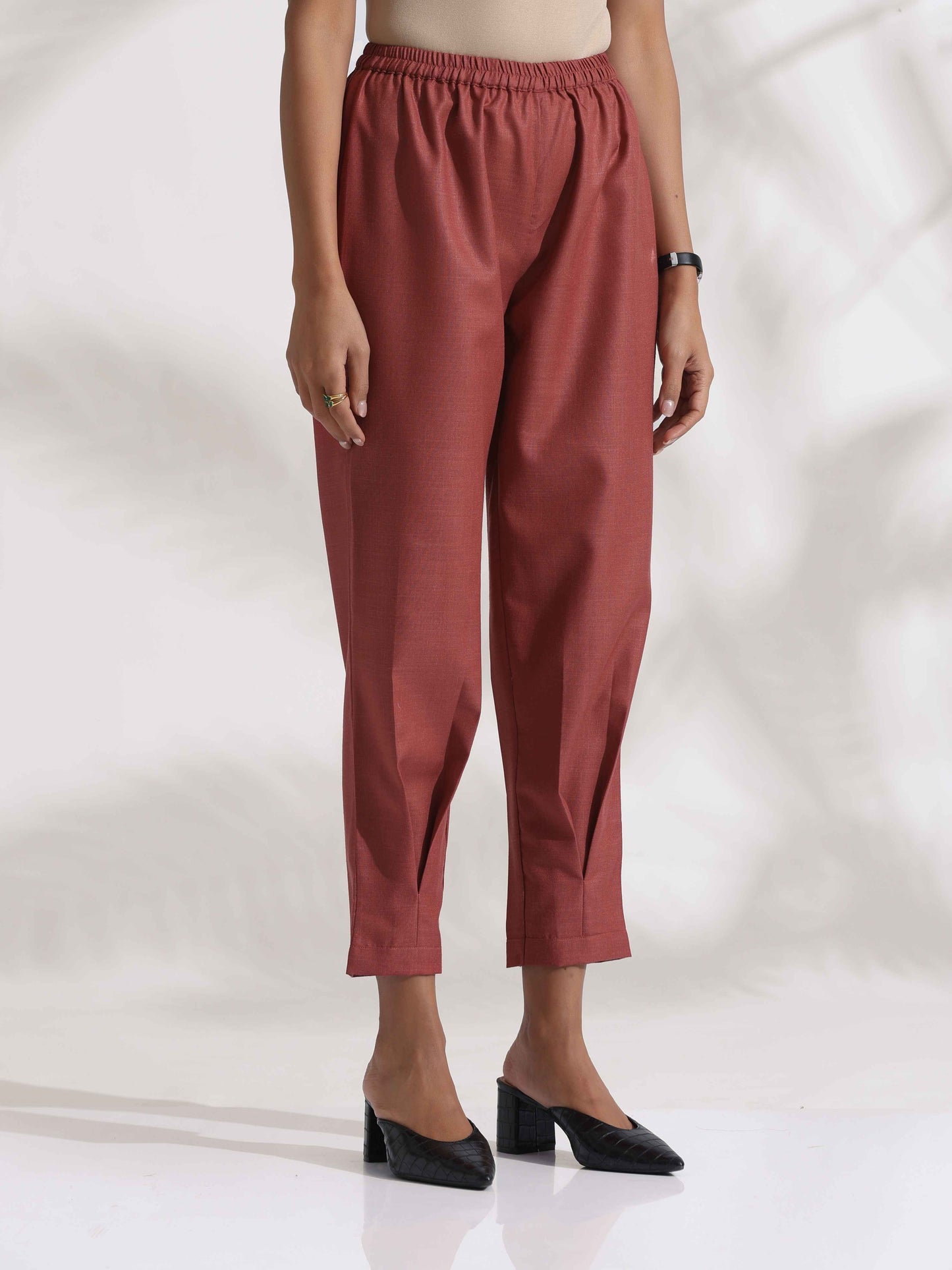 trueBrowns Pink Slub Pleated Co-ord Set