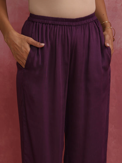 trueBrowns Purple Modal Kurta Co-ord Set