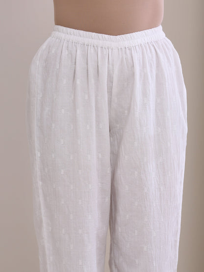 White Dobby Front Placket Co-Ord Set