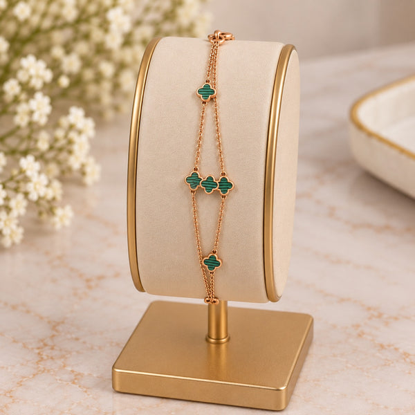 Green Clover Design Rose Gold-Toned Bracelet LP- 48Hr Delivery