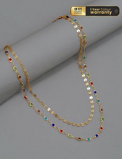 Gold Tone Semi Precious Stone Layered Necklace LP- 48Hr Delivery