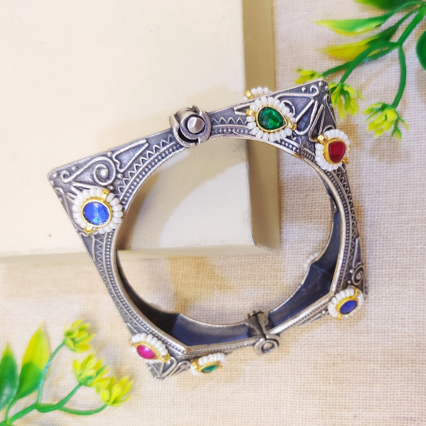 oxidised silver kada