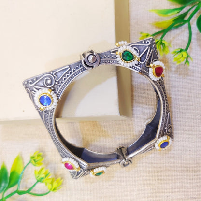 oxidised silver kada