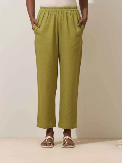 trueBrowns Pear Green Cotton Linen Co-Ord Set