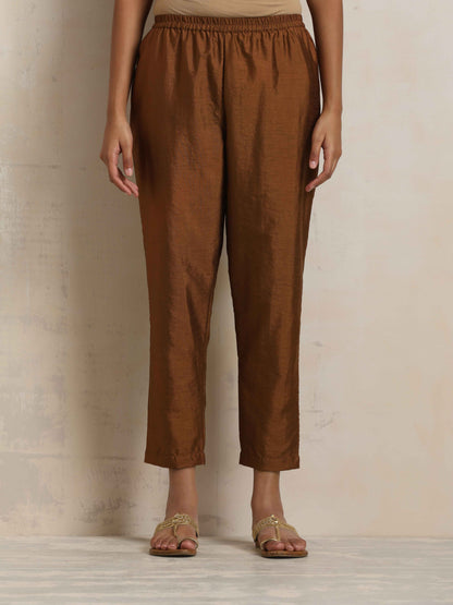 trueBrowns Brown Silk Co-ord Set