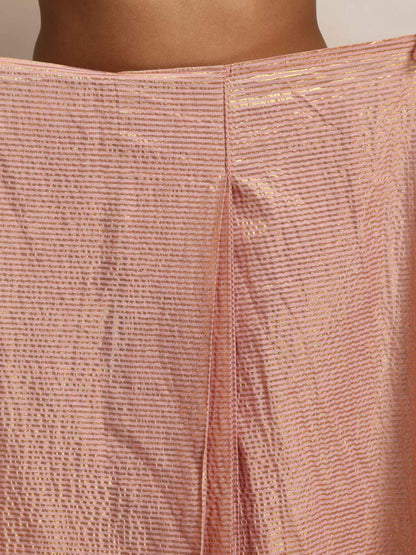 trueBrowns Pink Gold Metallic Ready To Wear Saree