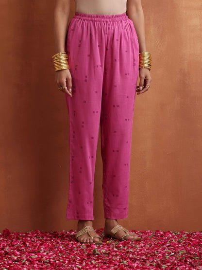 trueBrowns Pink Print Kaftan Kurta Co-ord Set