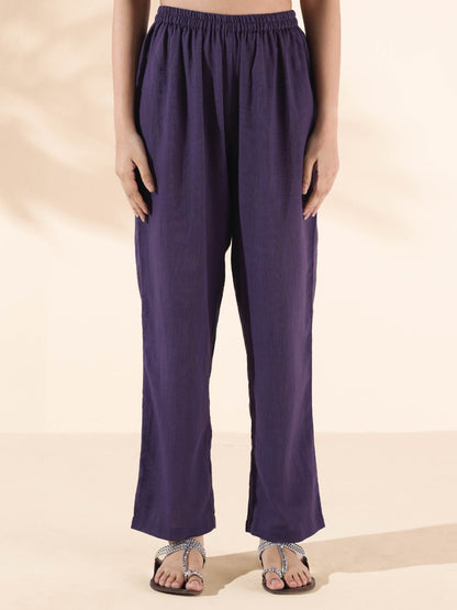 trueBrowns Purple Cotton Flared Co-ord Set