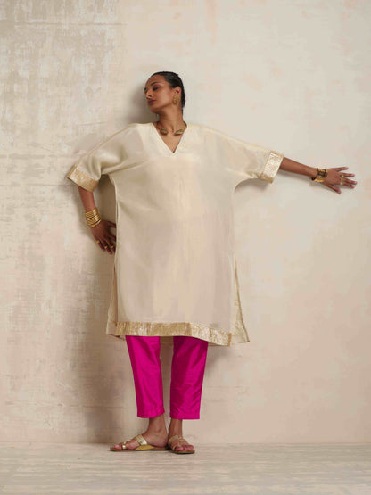 trueBrowns Ivory Tissue Kurta Co-ord Set