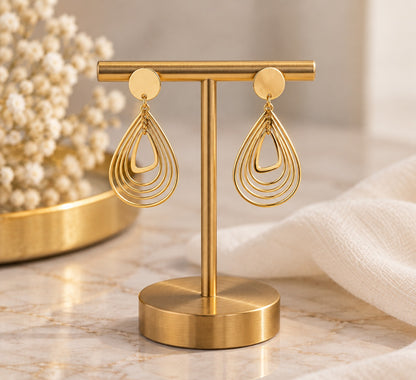 Gold-Toned Multi-Layer Teardrop Drop Earrings LP- 48Hr Delivery
