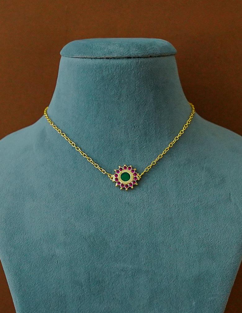Gold Tone Palakka Flower Pendant Choker LP- 48Hr Delivery