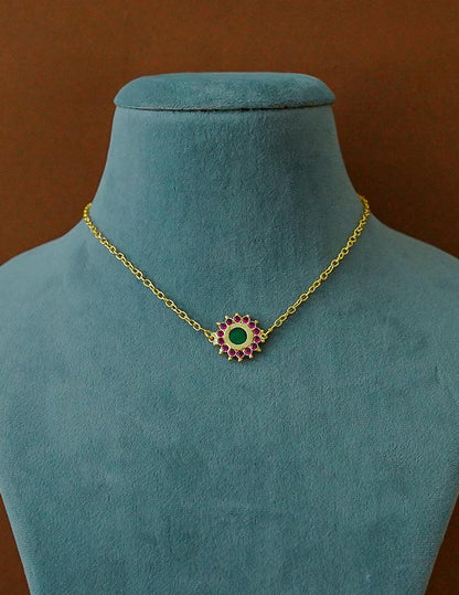Gold Tone Palakka Flower Pendant Choker LP- 48Hr Delivery