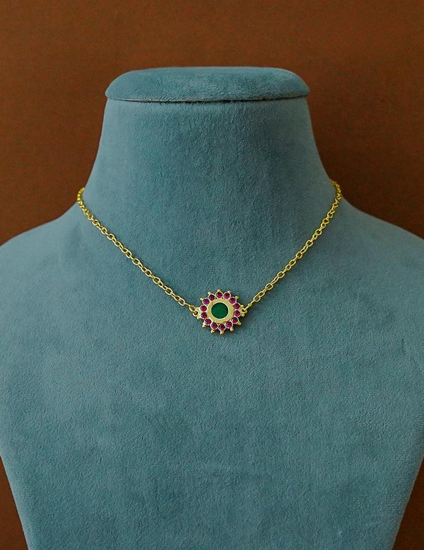 Gold Tone Palakka Flower Pendant Choker LP- 48Hr Delivery
