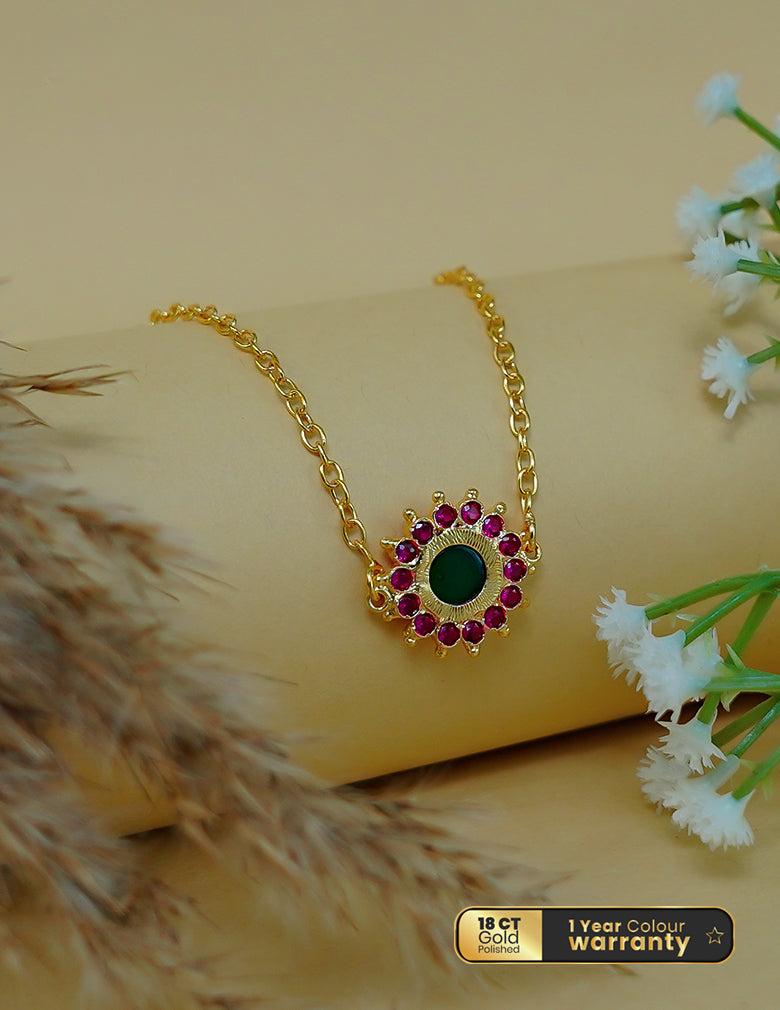 Gold Tone Palakka Flower Pendant Choker LP- 48Hr Delivery