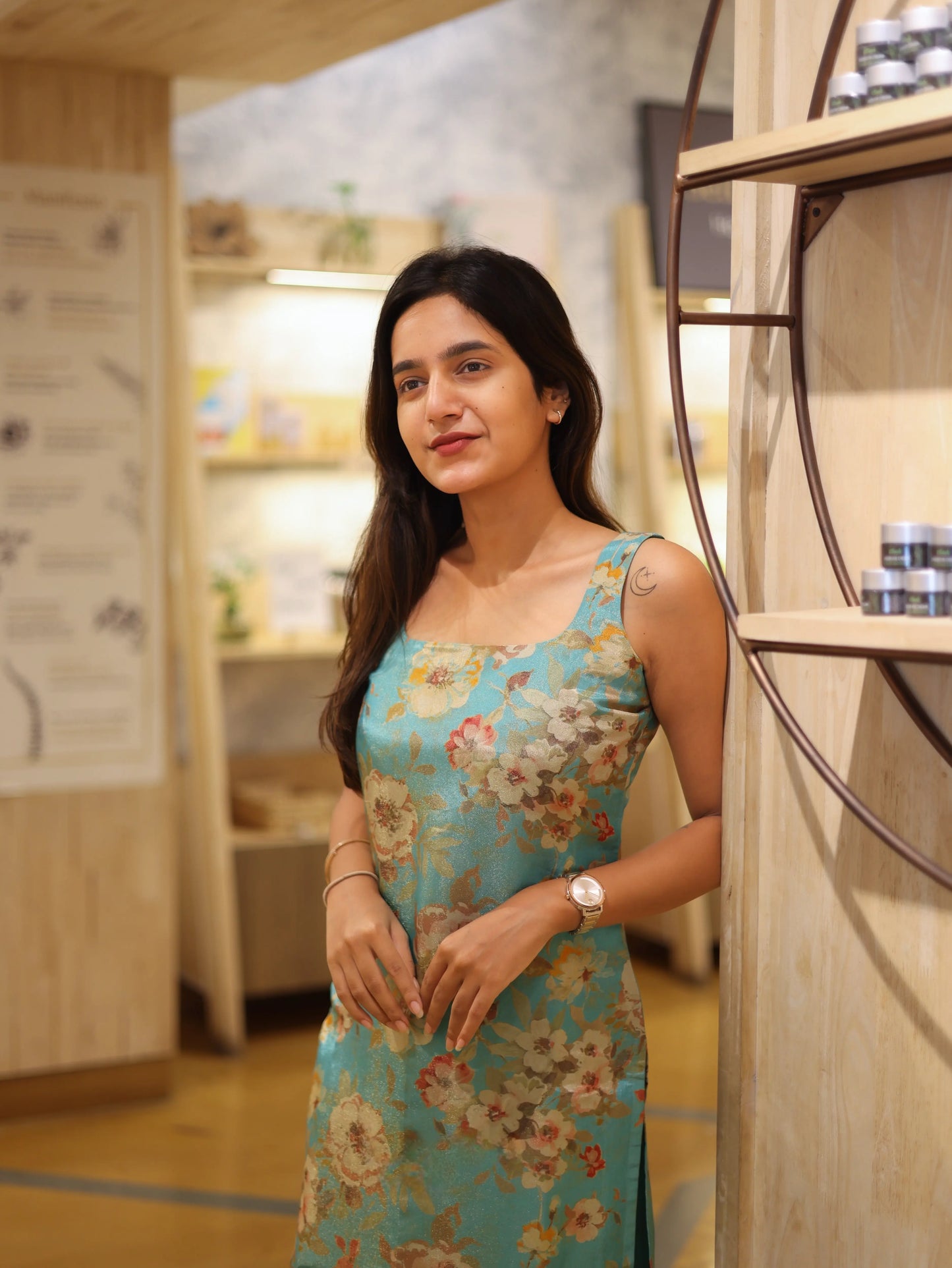 Studio Turquoise Blue Flower Top