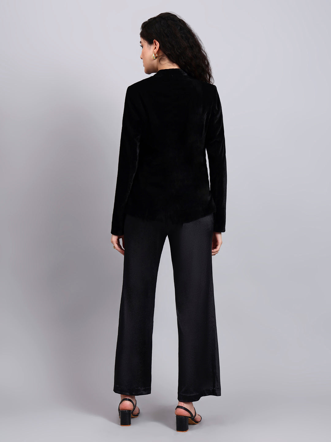 Powersutra Velvet Black Blazer With Gold Buttons