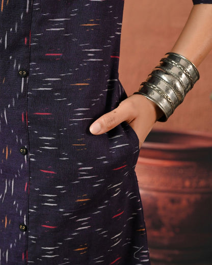 Aubergine Ikat Formal Shift Dress Bo