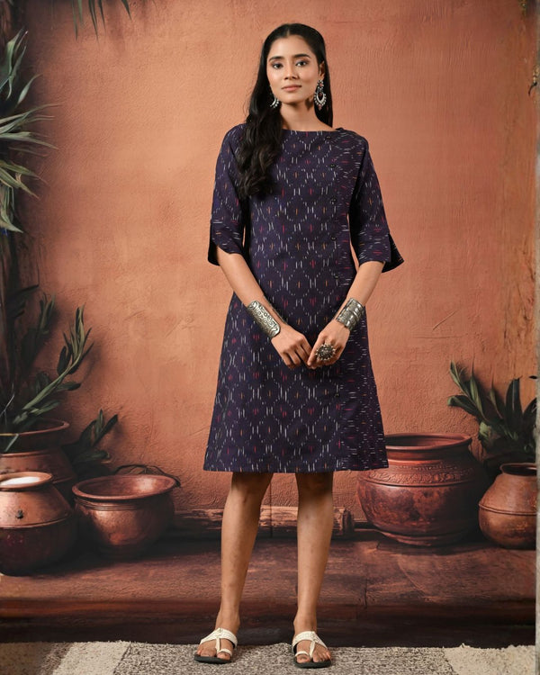 Aubergine Ikat Formal Shift Dress Bo