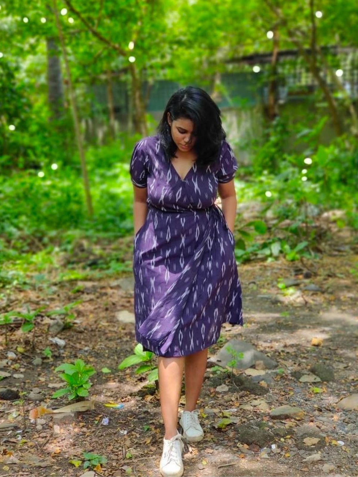 Aubergine Ikat Wrap Dress