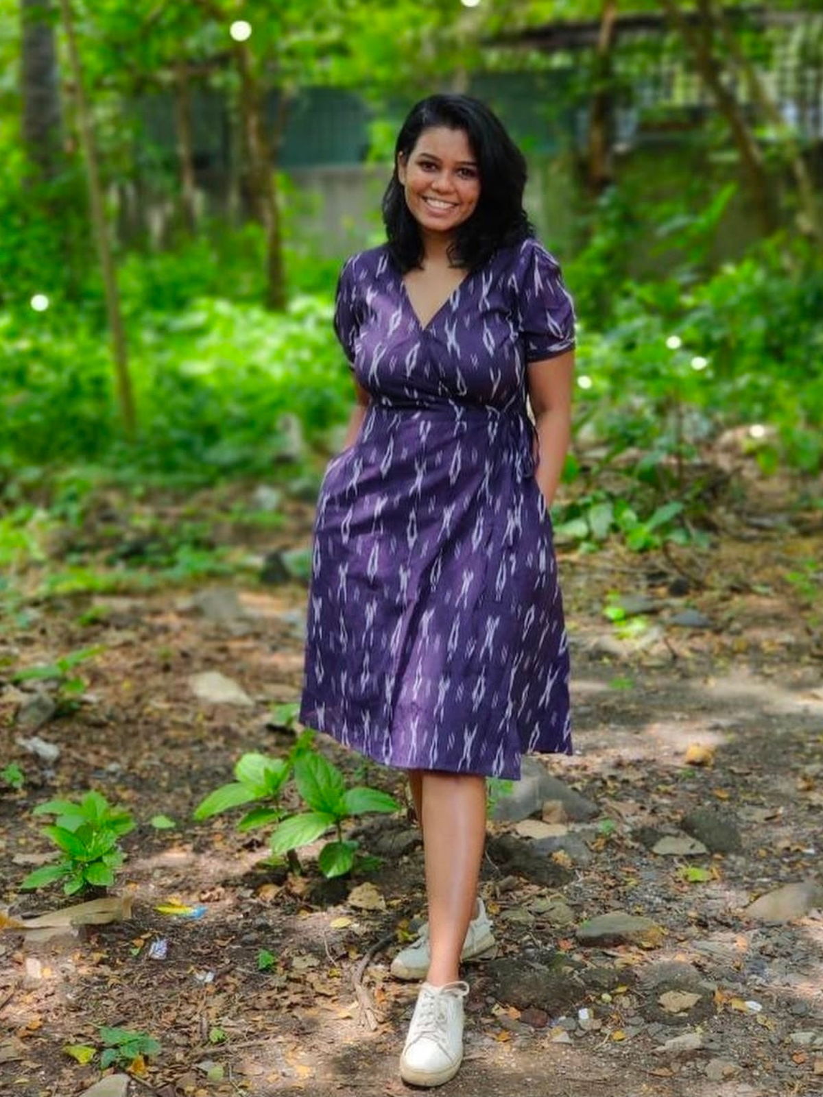 Aubergine Ikat Wrap Dress
