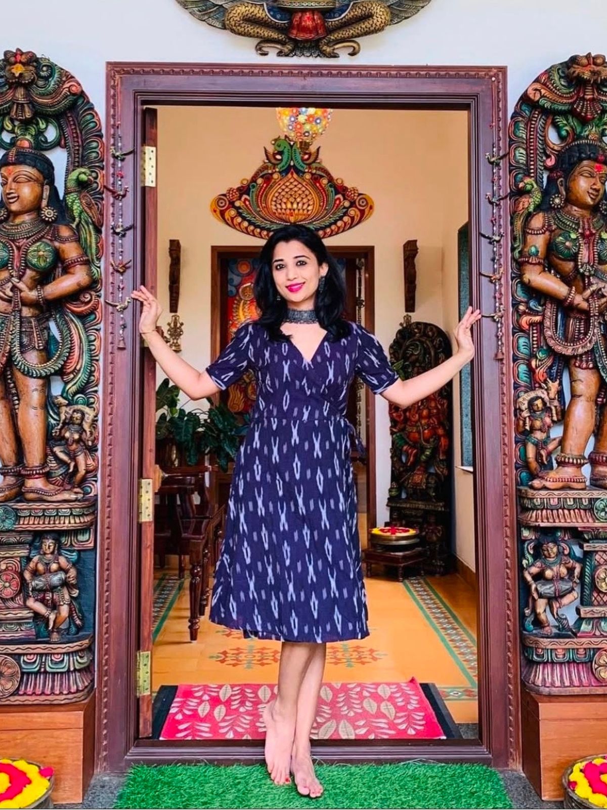 Aubergine Ikat Wrap Dress