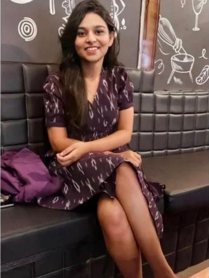 Aubergine Ikat Wrap Dress