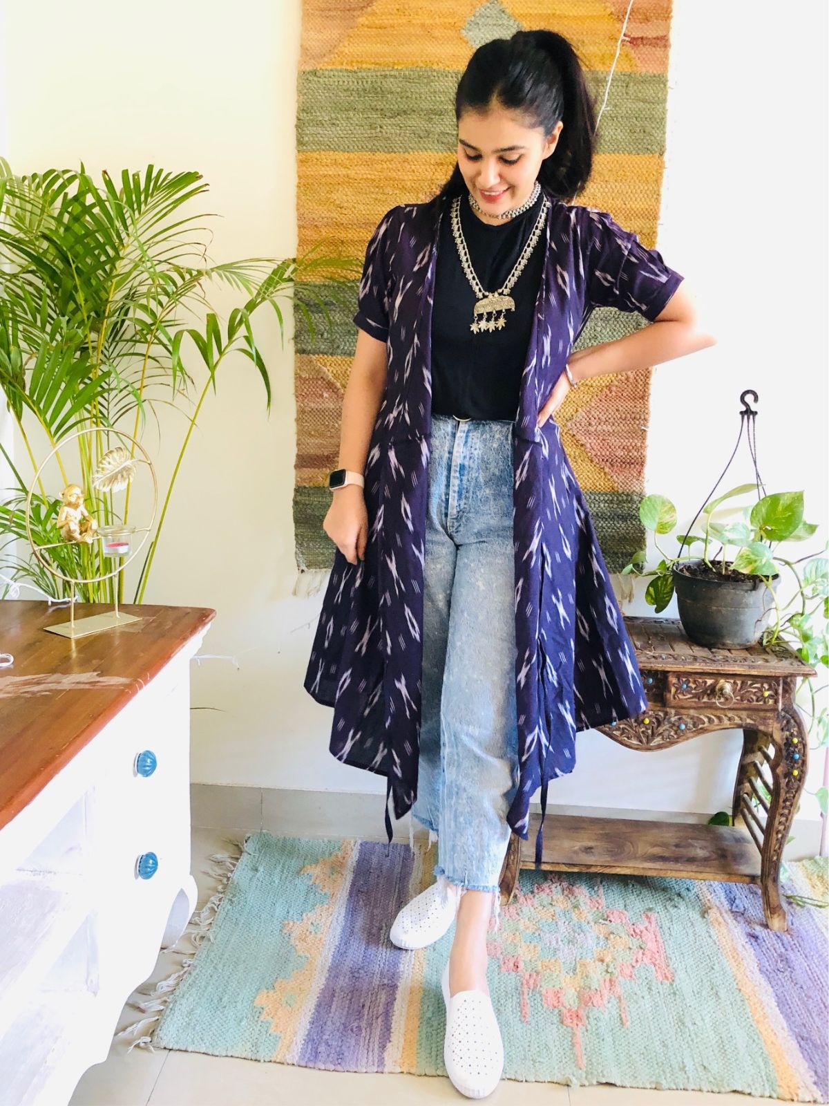 Aubergine Ikat Wrap Dress