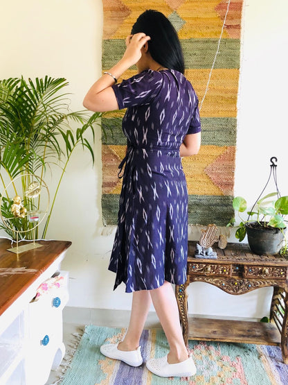 Aubergine Ikat Wrap Dress
