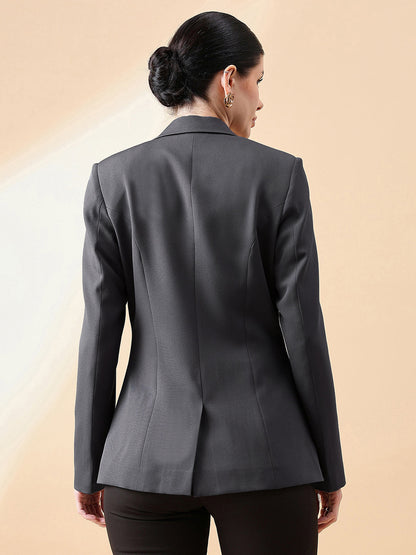 Notch Collar Stretch blazer- Dark Grey