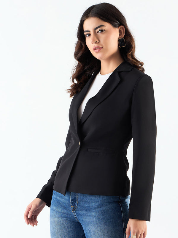 Chic Black Asymmetric Blazer