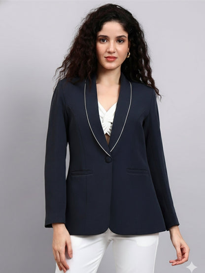 Women Grey Shawl Collar Blazer