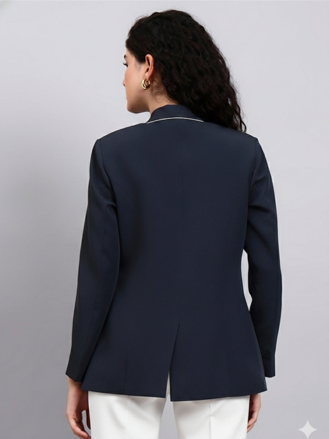 Women Grey Shawl Collar Blazer