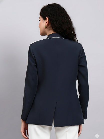 Women Grey Shawl Collar Blazer