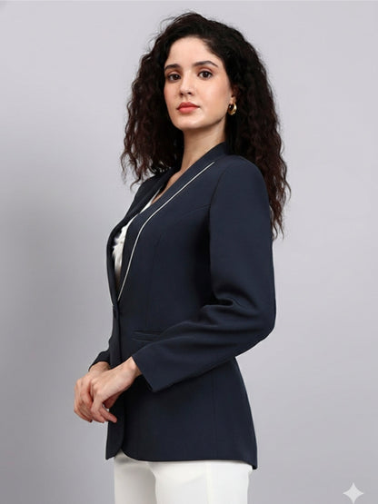 Women Grey Shawl Collar Blazer