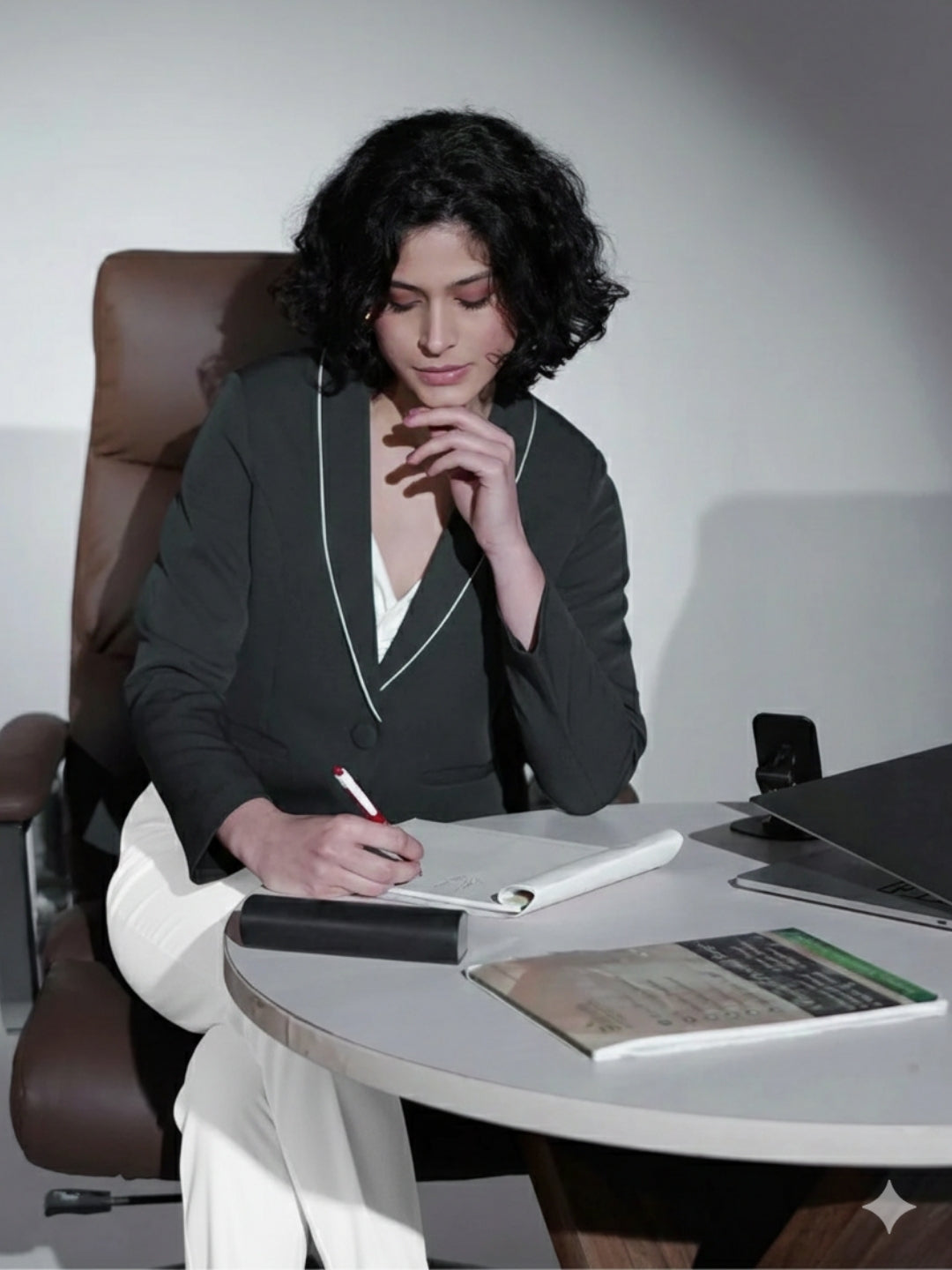 Women Grey Shawl Collar Blazer