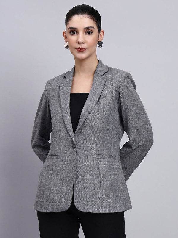 Powersutra Tailored Grey Blazer With Oxidized Button