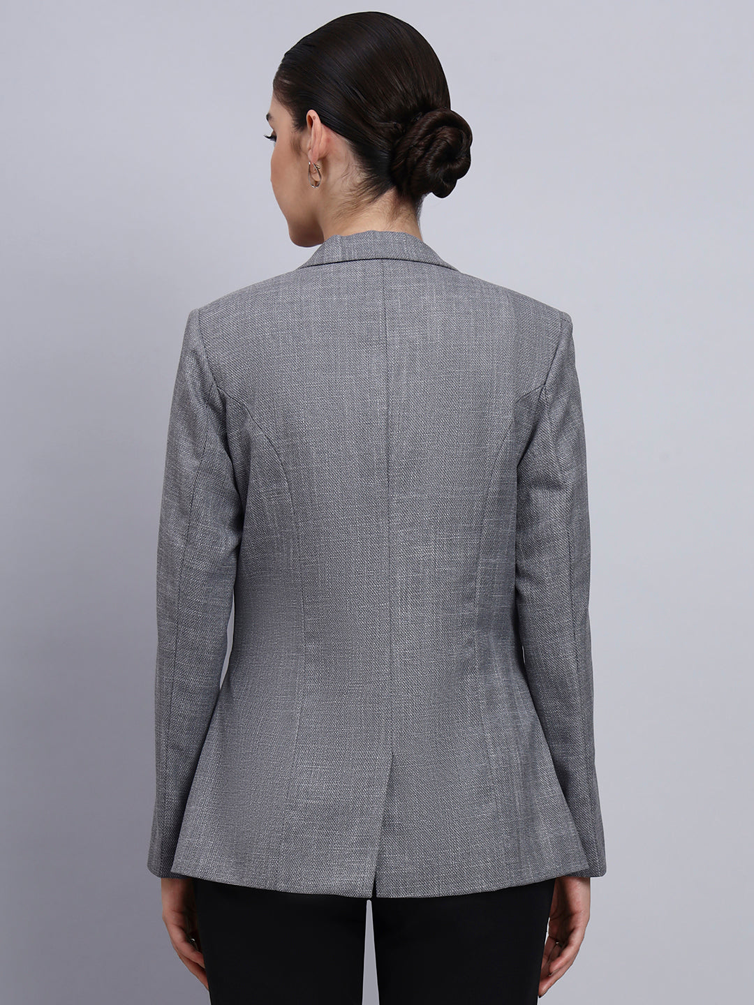 Powersutra Tailored Grey Blazer With Oxidized Button